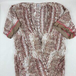 Wal Mart Wrap Cardigan Womens Small Medium Tan Snake Print Lightweight